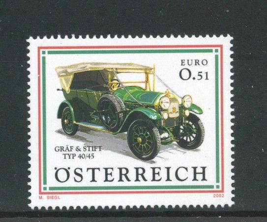 2002 - AUSTRIA - LOTTO/41911 - AUTO D'EPOCA - NUOVO