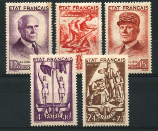 1943 - LOTTO/11817 - FRANCIA - SOCCORSO NAZIONALE 5v. - ling.