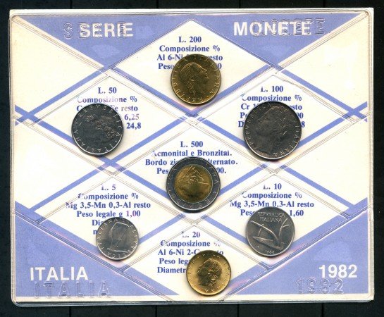 1982 - ITALIA - SERIE IN CONFEZIONE PRIVATA 7 MONETE FIOR DI CONIO - LOTTO/M30668