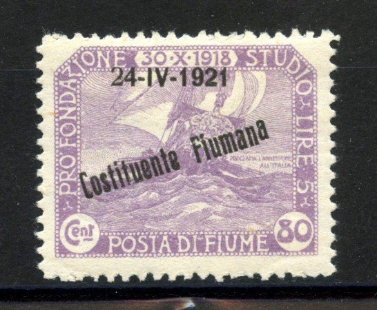 1921 - FIUME - LOTTO/40171 - 80 cent. COSTITUENTE FIUMANA - LINGUELLATO