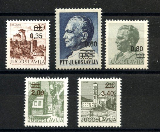 1978 - JUGOSLAVIA - LOTTO/38223 - SOVRASTAMPATI  5v. - NUOVI