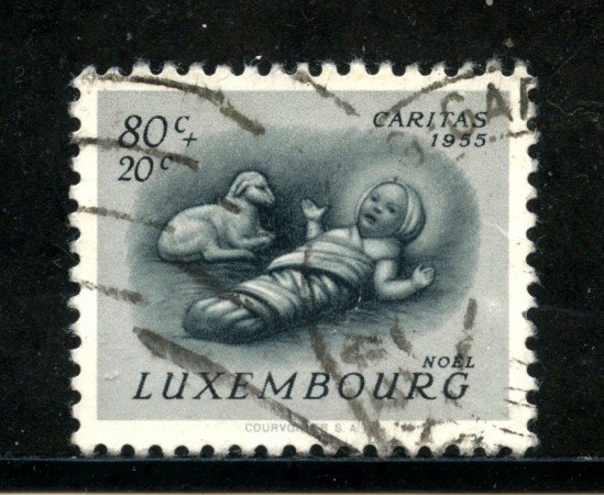 1955 - LUSSEMBURGO - 80+20 c. CARITAS - USATO - LOTTO/29947