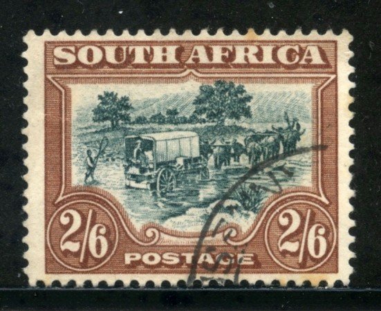 1930/36 - SUD AFRICA INGLESE - 2/6s. MARRONE E VERDE - USATO - LOTTO/29109