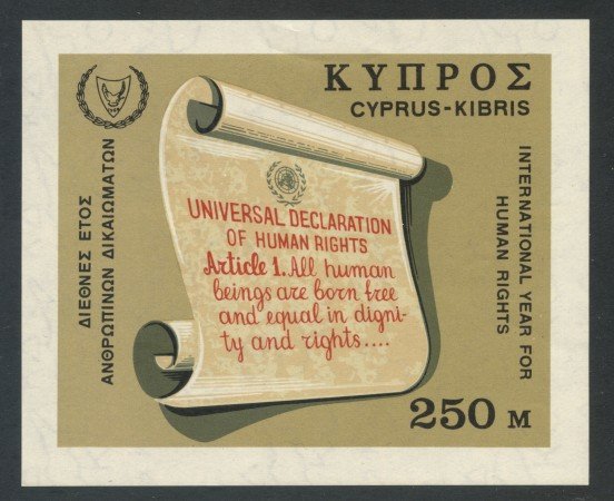 1968 - CIPRO - DIRITTI DELL'UOMO - FOGLIETTO NUOVO - LOTTO/29387