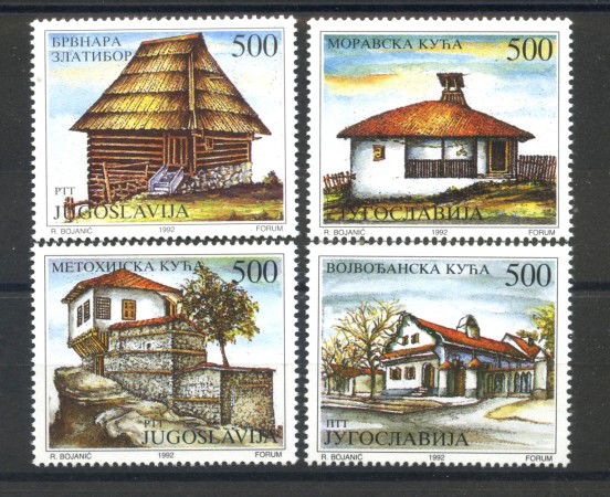 1992 - JUGOSLAVIA - LOTTO/38608 - CASE PAESANE 4v. - NUOVI