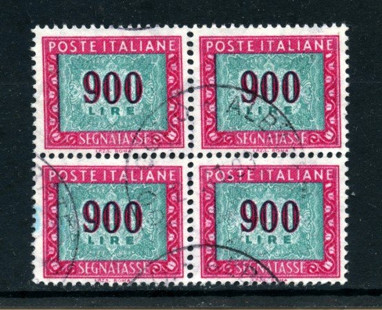 1984 - LOTTO/23186 - REPUBBLICA - 900 Lire SEGNATASSE QUARTINA USATA