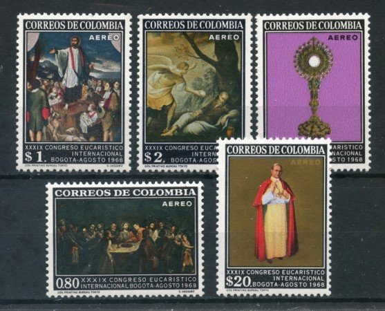 1968 - COLOMBIA - LOTTO/27063 -  POSTA AEREA - CONGRESSO EUCARISTICO 5v.- NUOVI 