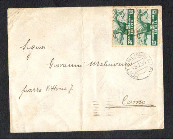 1935 - LOTTO/1388 - ERITREA - POSTA MILITARE BUSTA PER COMO
