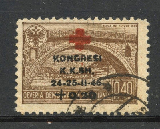1946 - ALBANIA - 20+40q. CONGRESSO DELLA CROCE ROSSA ALBANESE - USATO - LOTTO/31805