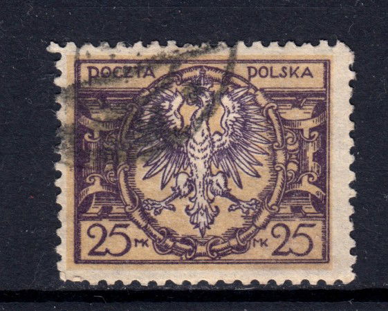1921/1922 - POLONIA- 25m. VIOLETTO E BISTRO - USATO - LOTTO/32282