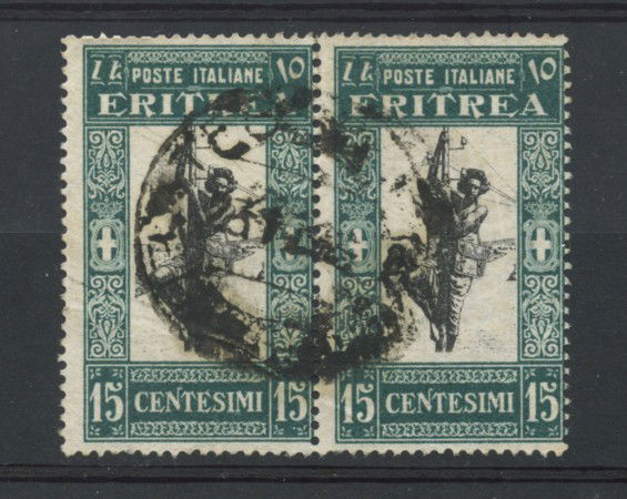 1930 - LOTTO/17728C - ERITREA - 15 cent. SOGGETTI AFRICANI - COPPIA USATI