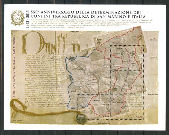 2013 - REPUBBLICA - DEFINIZIONE DEI CONFINI - FOGLIETTO NUOVO - LOTTO/36798
