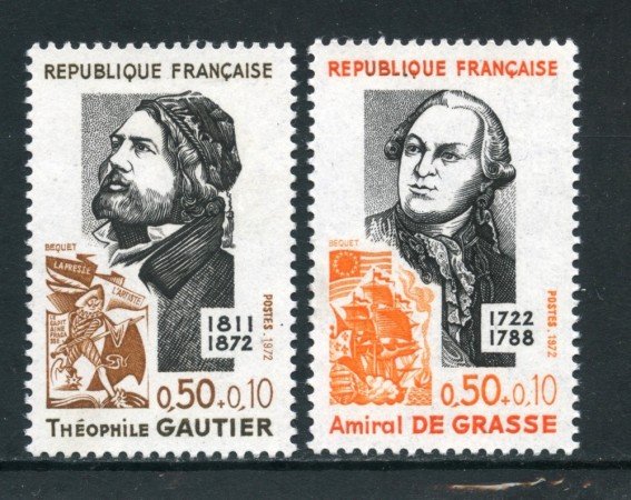 1972 - FRANCIA - PERSONAGGI CELEBRI 2v. - NUOVI - LOTTO/26045