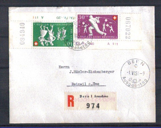 1951 - LBF/2856 - SVIZZERA - PRO PATRIA - BUSTA RACCOMANDATA