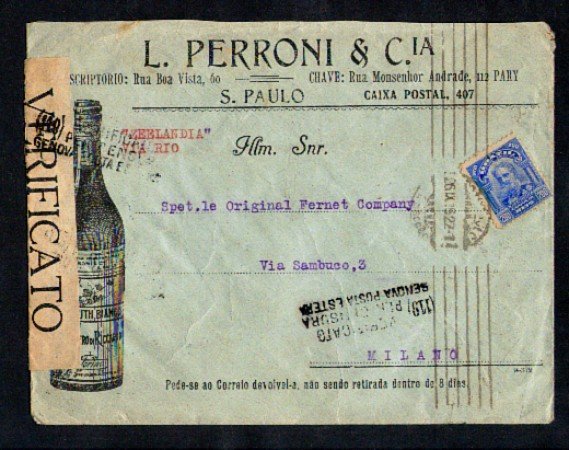 1916 - LOTTO/10795 - BRASILE - BUSTA DA S.PAULO PER MILANO
