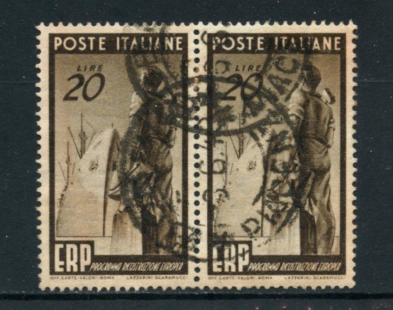 1949 - ITALIA REPUBBLICA - 20 LIRE ERP -  COPPIA USATA - LOTTO/25220CP