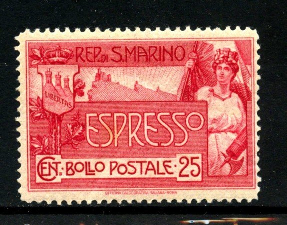 1907 - SAN MARINO - 25 cent. ESPRESSO - NUOVO - LOTTO/32755