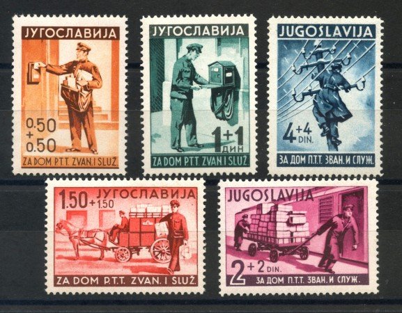 1940 - JUGOSLAVIA - PRO CASA POSTELEGRAFONICI 5v. - NUOVI - LOTTO/33736