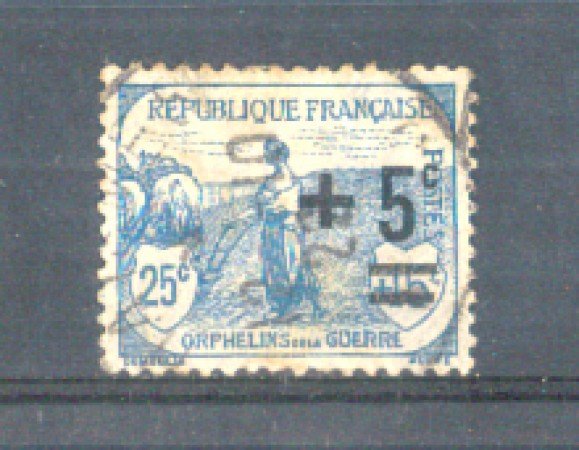 1922 - LOTTO/FRA165U - FRANCIA - 5c. su 25+15c. PRO ORFANI USATO