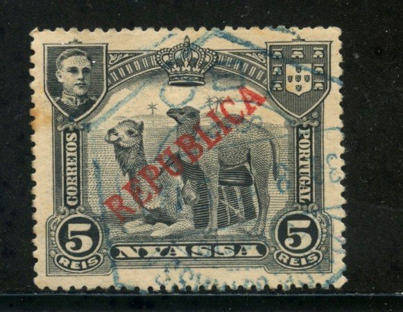 1911 - NYASSA ( MOZAMBICO) - 5r. NERO REPUBLICA - USATO - LOTTO/29127