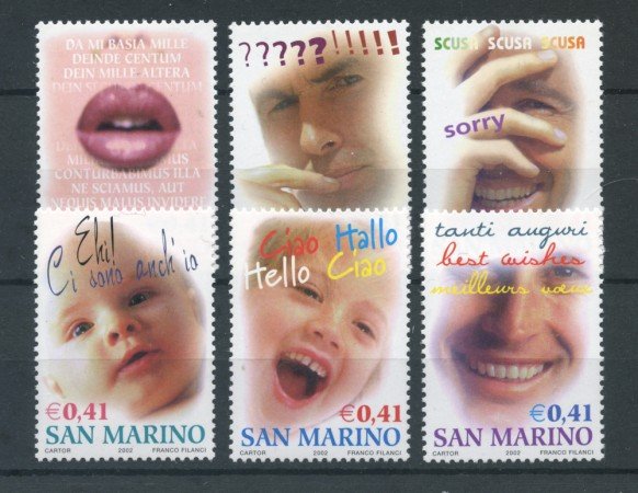 2002 - LOTTO/23332 - SAN MARINO - FRANCOBOLLI AUGURALI 6v. - NUOVI