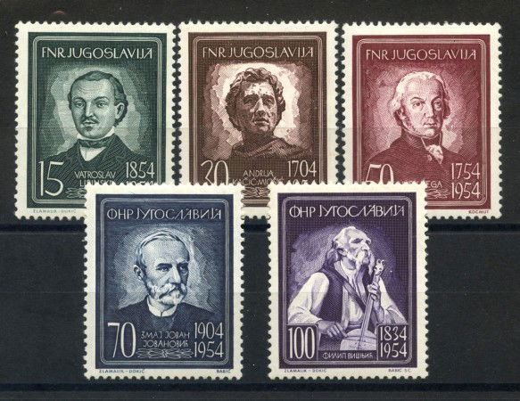 1954 - JUGOSLAVIA - UOMINI ILLUSTRI  5 v. - NUOVI- LOTTO/33792