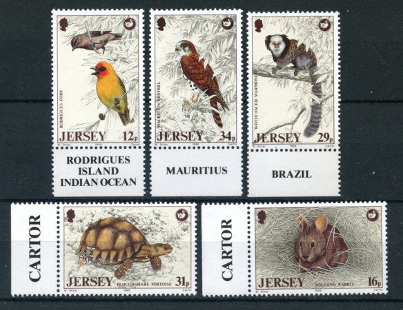 1988 - JERSEY - LOTTO/20011 - ANIMALI PROTETTI 5v.  NUOVI