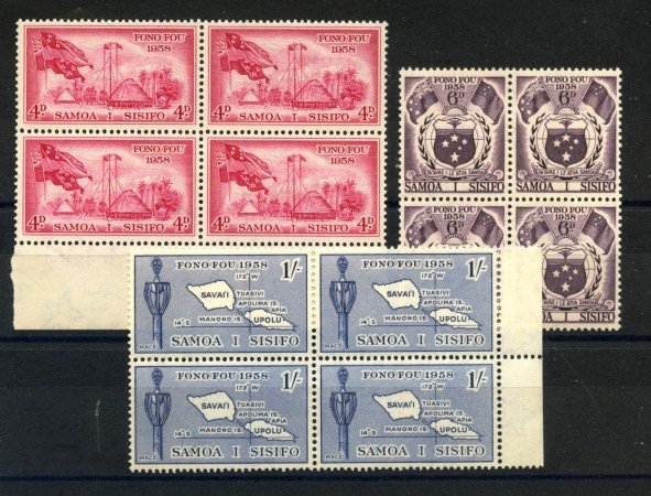 1958 - SAMOA - LOTTO/38780Q - ASSEMBLEA LEGISLATIVA 3v.- NUOVI QUARTINE
