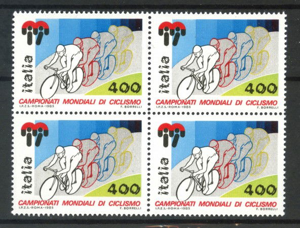 1985 - LOTTO/6837Q - REPUBBLICA - MONDIALI DI CICLISMO - QUARTINA NUOVI