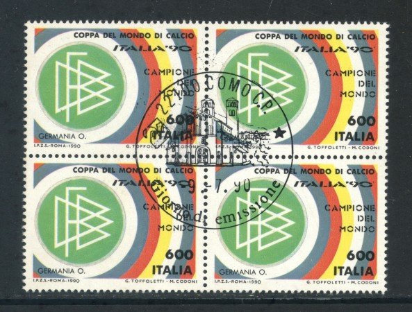 1990 - REPUBBLICA - GERMANIA CAMPIONE DEL MONDO - QUARTINA FDC - LOTTO/28916