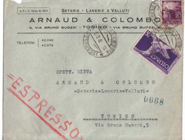 1948 - REPUBBLICA - LBF/696  - VERONA - BUSTA PER TORINO