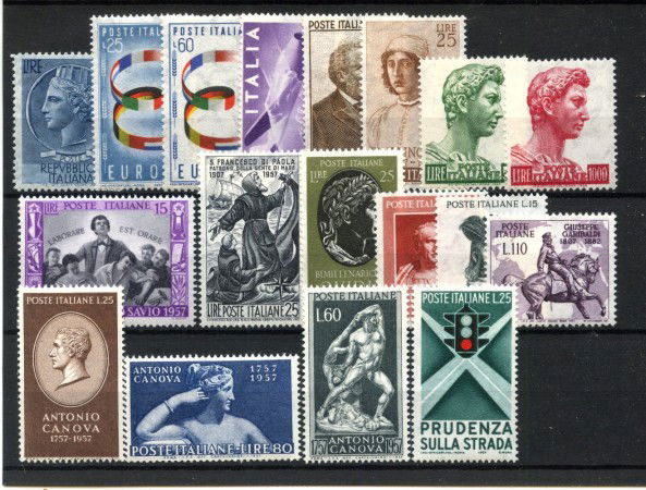 1957 - REPUBBLICA - LOTTO/42589 - ANNATA COMPLETA 18 FRANCOBOLLI NUOVI