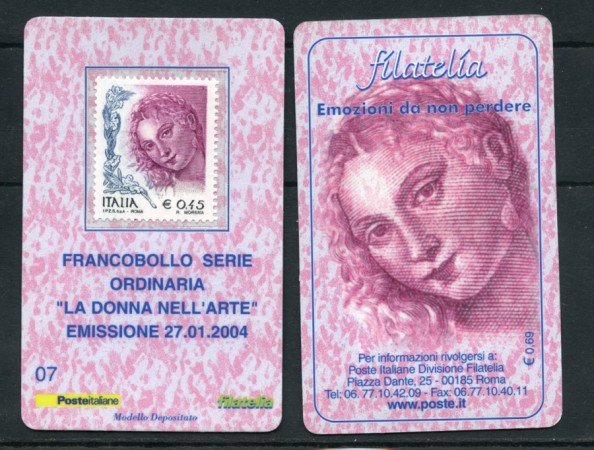 2004 - LOTTO/20911 - REPUBBLICA - 45c. DONNA ARTE - TESSERA FILAT.