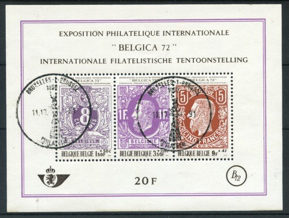 1970 - BELGIO - LOTTO/24455 - BELGICA 72 EXPO FILATELICA - FOGLIETTO USATO