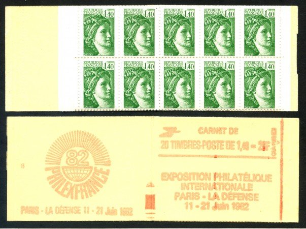 1981 - FRANCIA - LIBRETTO PHILEXFRANCE ROSSO DA 20 FRANCOBOLLI NUOVI  DA 1,40 - LOTTO/30633