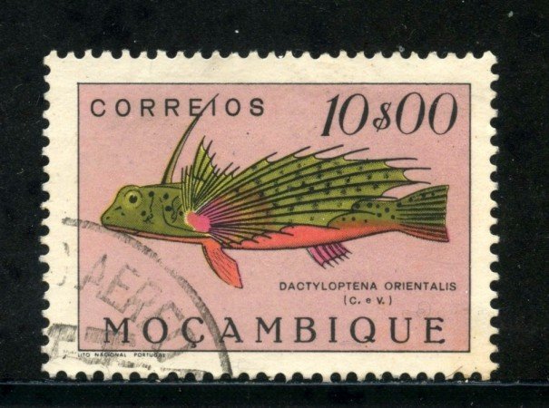 1951 - MOZAMBICO - 10 e. PESCI - USATO - LOTTO/29055