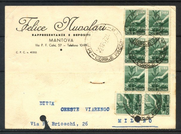 1947 - REPUBBLICA - CARTOLINA COMMERCIALE  DA MANTOVA A MILANO - LOTTO/LBF680