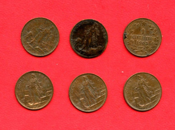 1903/1916 - REGNO - LOTTO/M42763 - INSIEME DI6 MONETE DA 1 CENTESIMO DATE DIVERSE