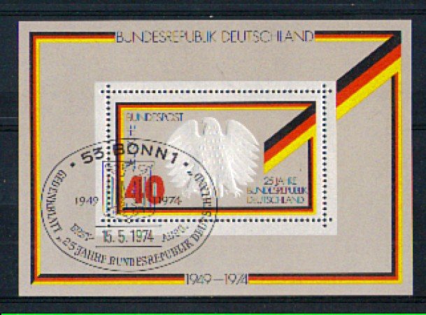 1974 - LOTTO/GFBF9UF - GERMANIA - ANNIVERSARIO REPUBBLICA FOGLIETTO - USATO FDC
