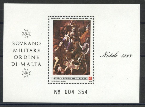 1988 - SOVRANO MILITARE DI MALTA - LOTTO/39291F - NATALE  -  FOGLIETTO NUOVO