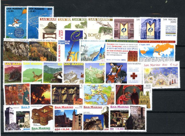 1999 - SAN MARINO - LOTTO/42986 - ANNATA COMPLETA 31 v. + 3 FOGLIETTI NUOVI