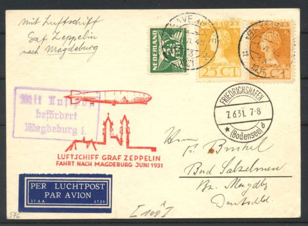 1931 - OLANDA - LOTTO/42344 - VOLO ZEPPELIN VIAGGIO  A MAGDEBURG