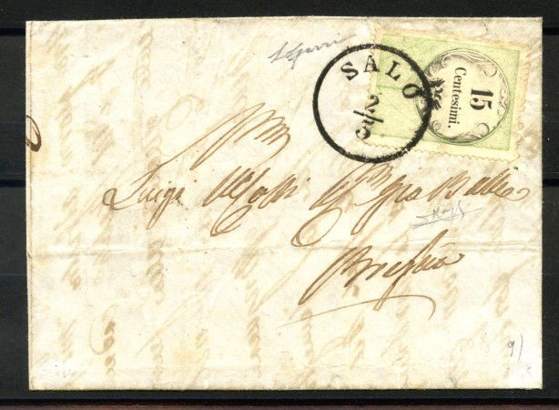 1856 - LOMBARDO VENETO - LOTTO/39900 - MARCA DA BOLLO USATA PER POSTA