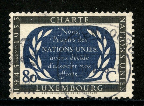 1955 - LUSSEMBURGO - 80c. CARTA ONU - USATO - LOTTO/29946