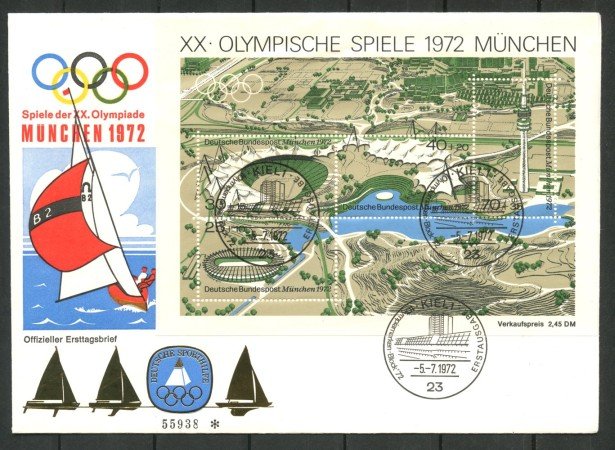1972 - GERMANIA - LOTTO/39341 - OLIMPIADI DI MONACO - FOGLIETTO - FDC