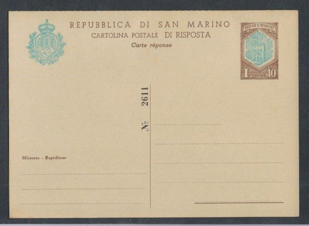 1968 - LOTTO/2425 - S. MARINO - CARTOLINA POSTALE 40+40 LIRE