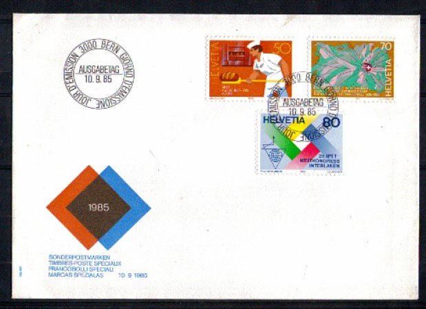 1985 - LOTTO/SVI1232FDC - SVIZZERA - PROPAGANDA 3v. - BUSTA FDC