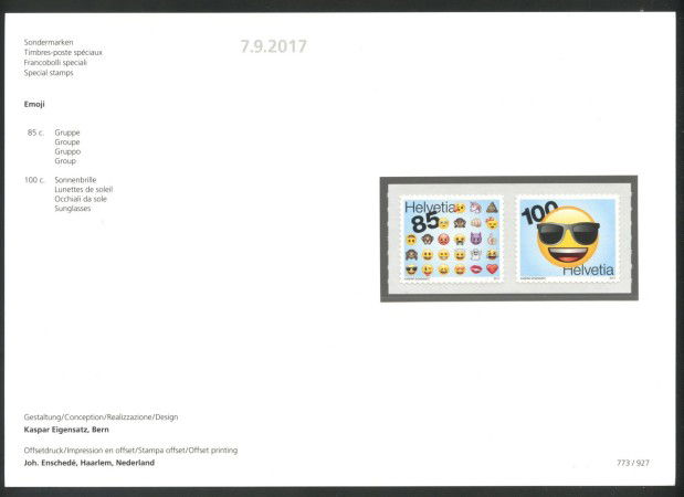 2017 - SVIZZERA - LOTTO /39710F - EMOJI 2v. - NUOVI ADESIVI - FOLDER