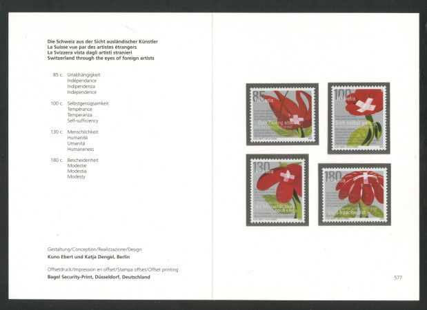 2009 - SVIZZERA - LOTTO/37720F - ARTISTI STRANIERI 4v. - NUOVI - FOLDER