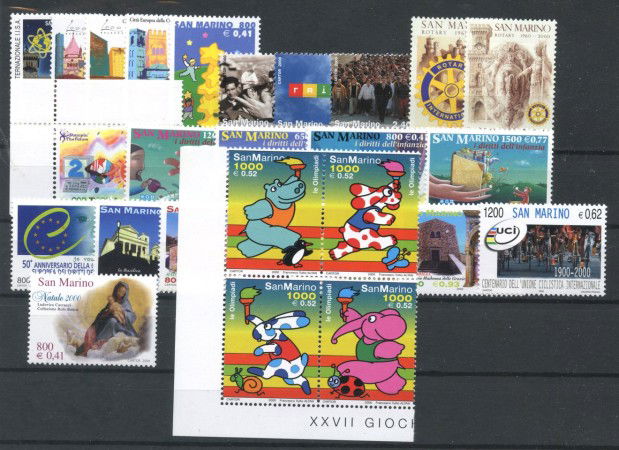 2000 - SAN MARINO - LOTTO/42987 - ANNATA COMPLETA 47 v. + 2 FOGLIETTI NUOVI